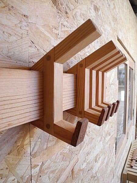 Adjustable Wooden Tool Rack with Sliding Arms