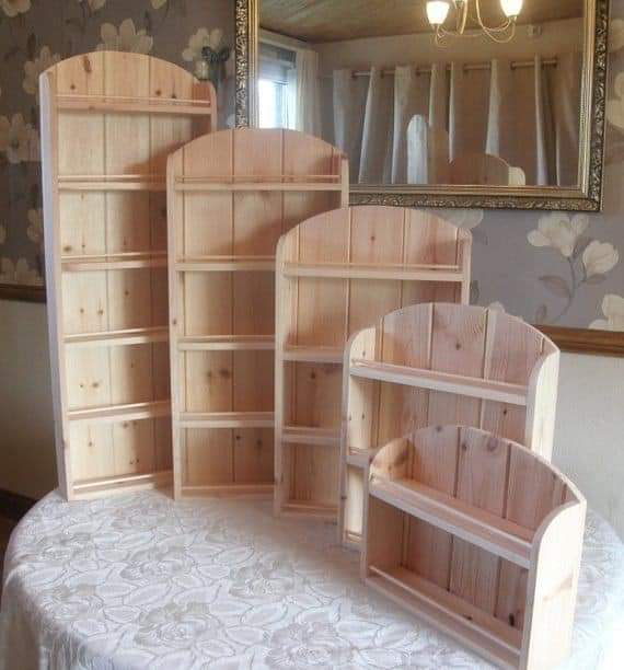 Wooden Wall Shelf Set with Arched Tops
