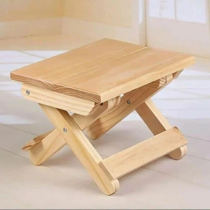 Compact Folding Wooden Stool