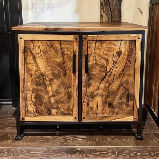 Rustic Hardwood Storage Cabinet
